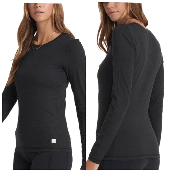 Vuori Tops - Vuori Womens Black Long Sleeve Lux Crew Neck Athletic Tee Activewear Size Small